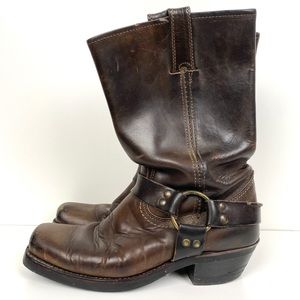 Frye Harness Moto Boots Brown